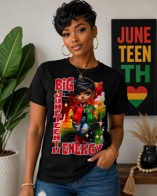 Juneteenth Big Energy – Melanin Queen Juneteenth T-Shirt