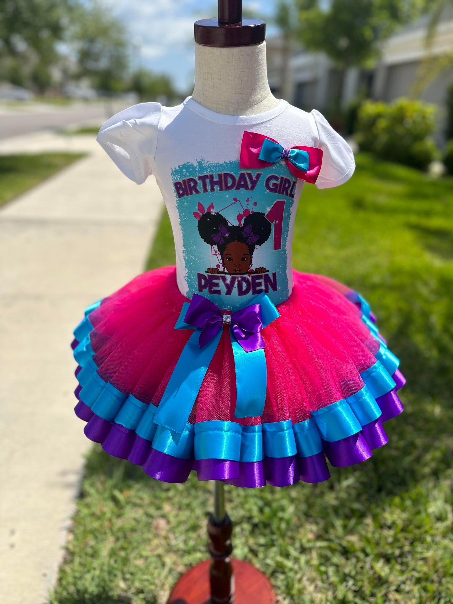 Peekaboo Afro Puff Birthday Family Shirts Centered Front