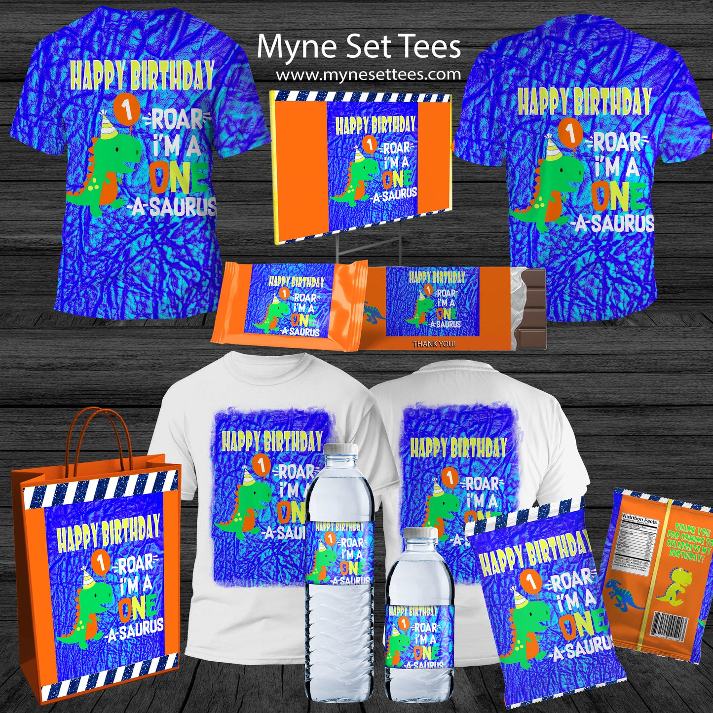 Roar Dinosaur Theme T-Shirt Centered Front 13x19 or 3D Allover Custom T-Shirt