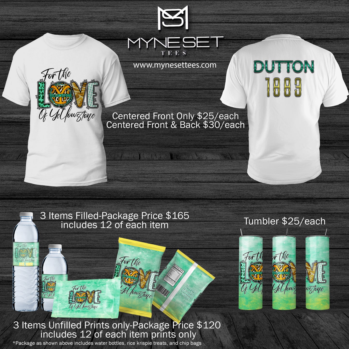 Yellowstone Love Centered Front T-Shirt Design