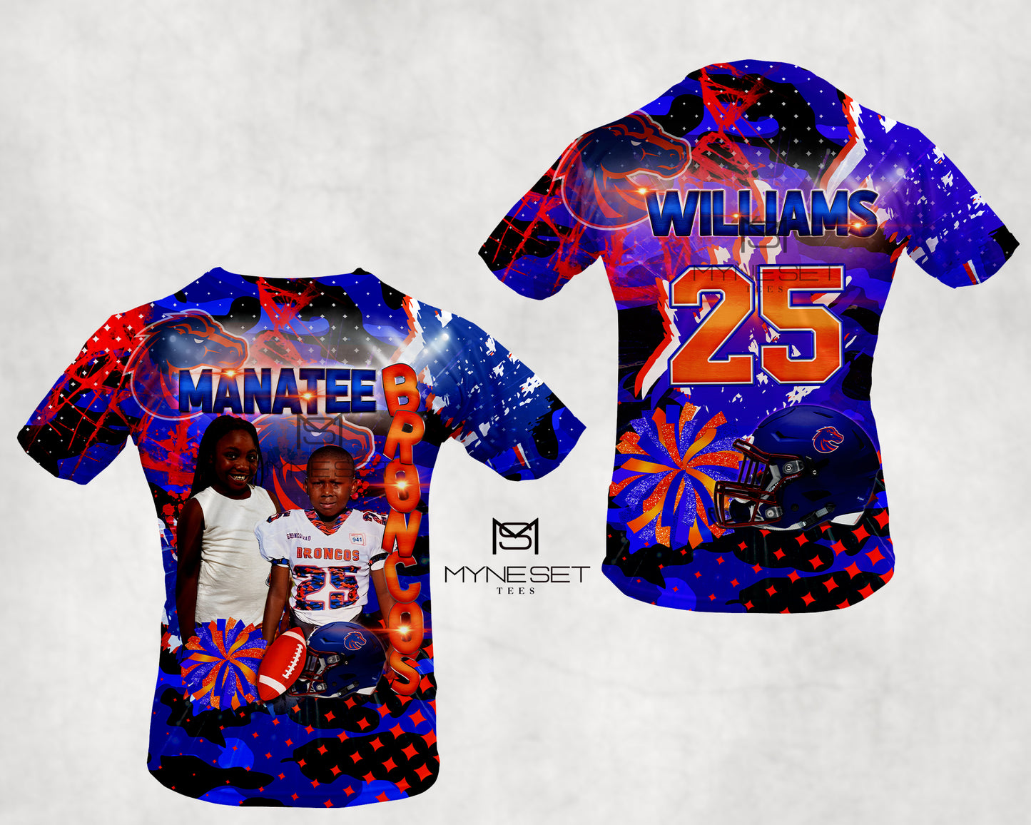 New Manatee Broncos Little League Football Team 3D Allover T-Shirt Design