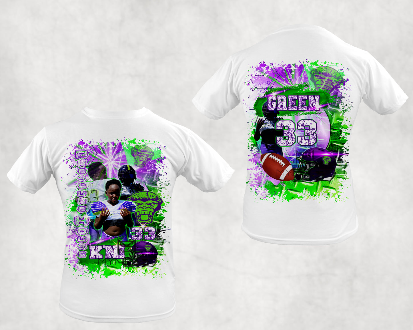Pressure House Little League Football Team Centered Front T-Shirt Design