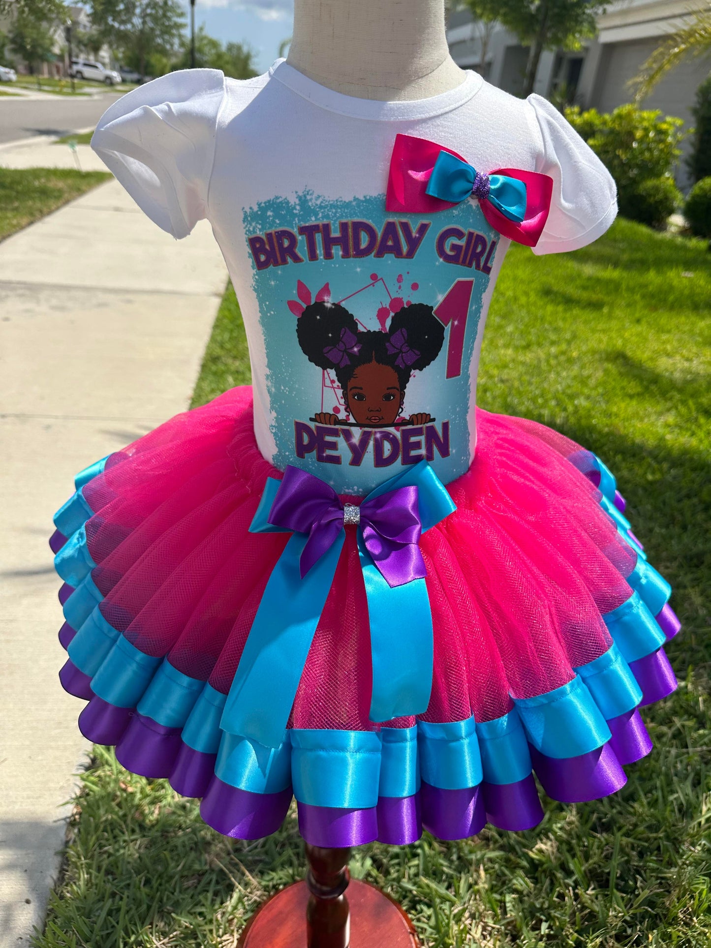 Peekaboo Afro Puffs Tutu Set