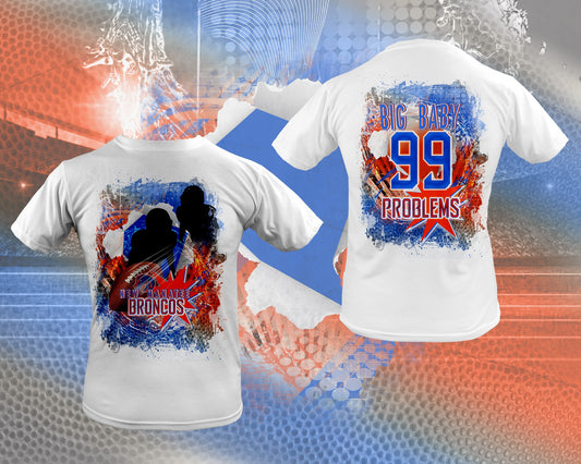 Ripped Manatee Broncos Football Centered Front T-Shirt Design