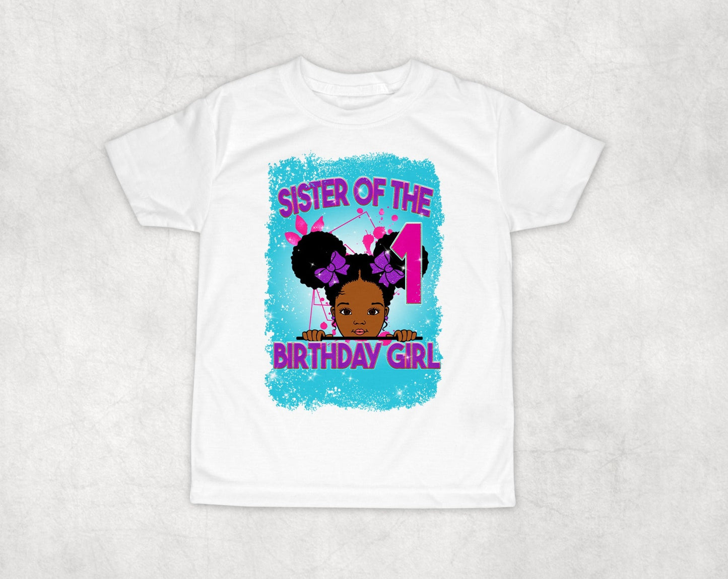 Peekaboo Afro Puff Birthday Family Shirts Centered Front