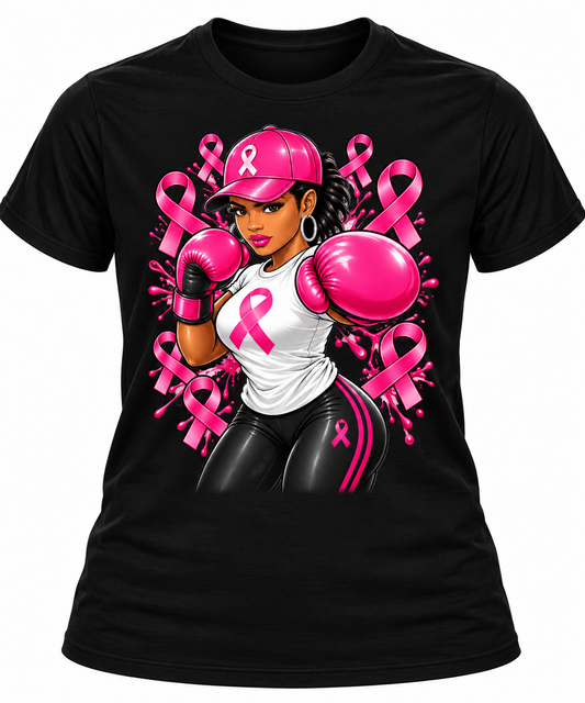 Black breast cancer awareness boxing graphic T-shirt