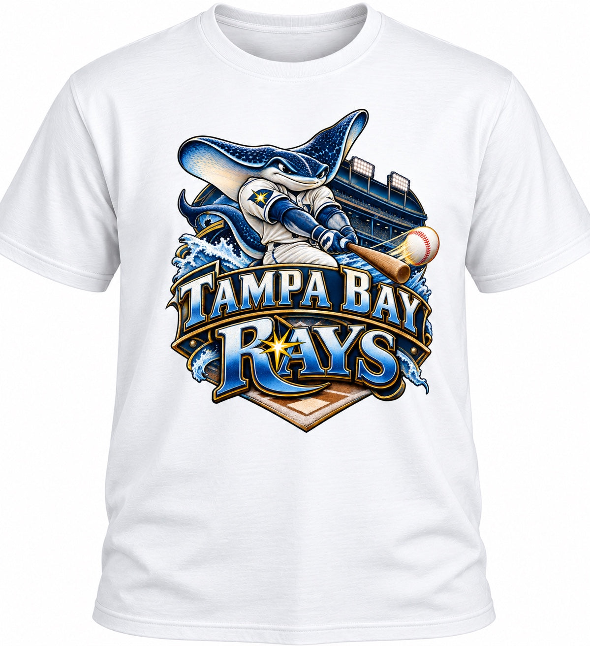 White Tampa Bay Rays baseball graphic T-shirt