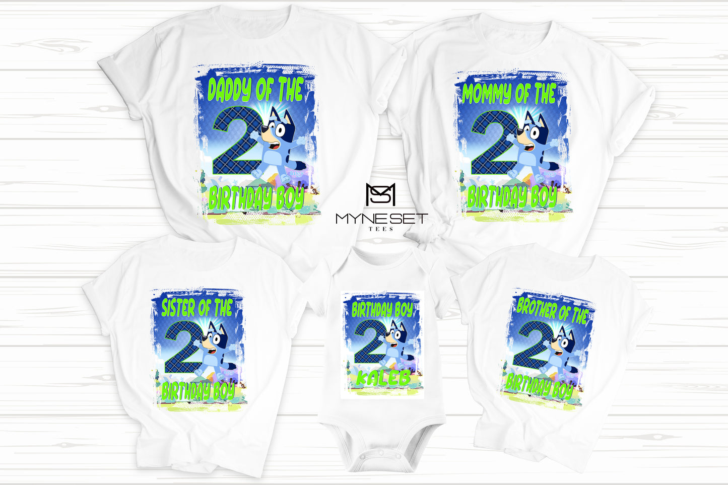Bluey Boy Themed Family Shirts Centered Front