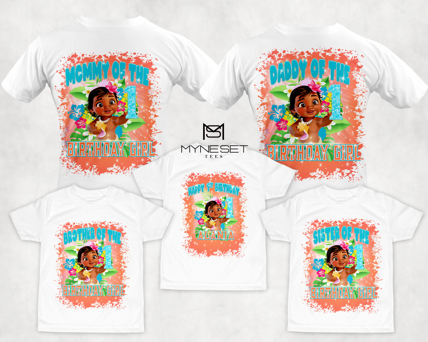Moana Birthday Themed Family ShirtsCentered Front