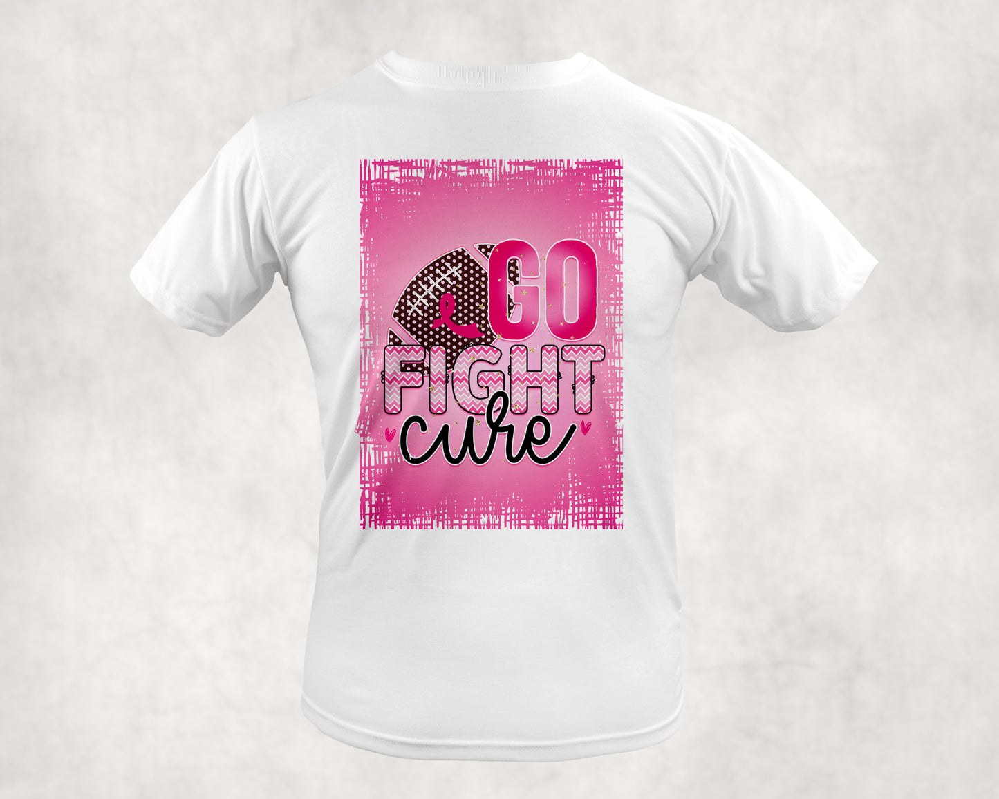 Go Fight The Cure Breast Cancer Awareness Custom T-Shirt Design Centered Front