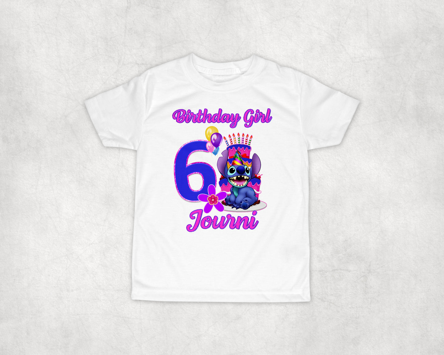 Stitch Inspired Centered Front Birthday T-Shirt