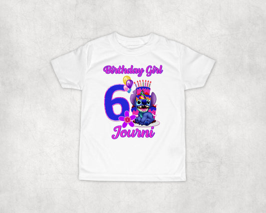 Stitch Inspired Centered Front Birthday T-Shirt