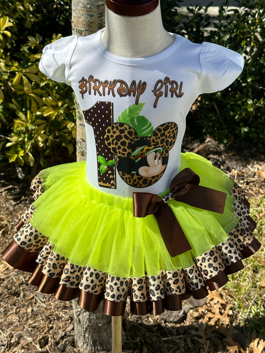 Safari Minnie Mouse Birthday Tutu Set